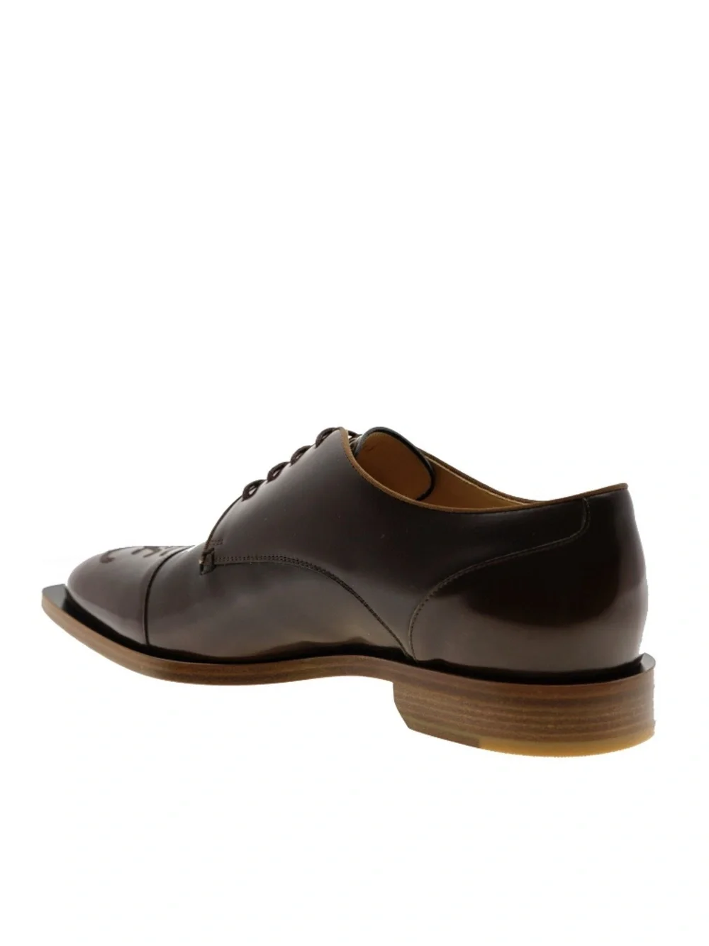 Fendi Oxford Lace-Up Shoes Karligraphy Brown Leather Size 12 New